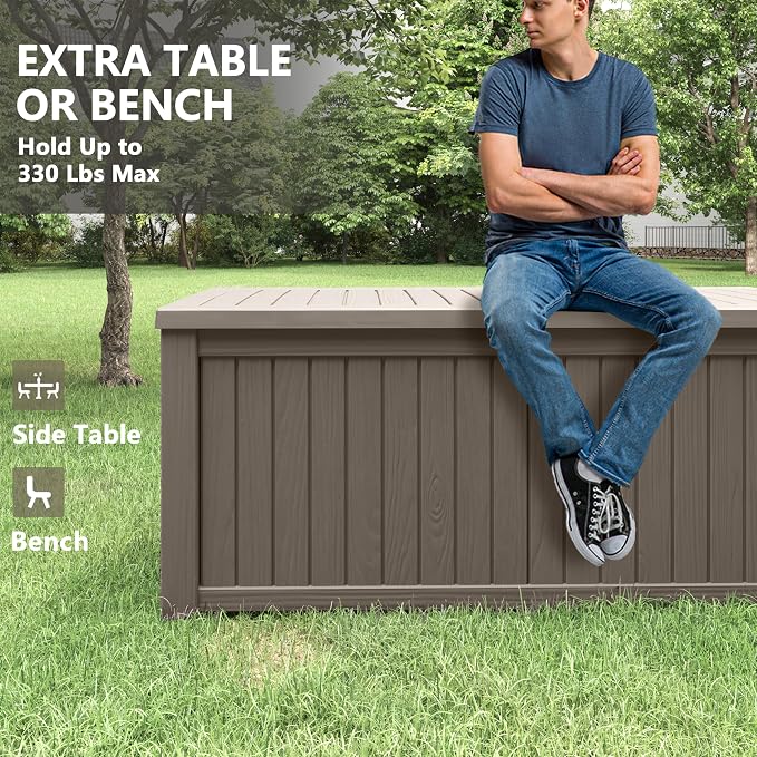 150 Gallon Resin Deck Box, Large Indoor and Outdoor Storage Box, Weatherproof - Image 9