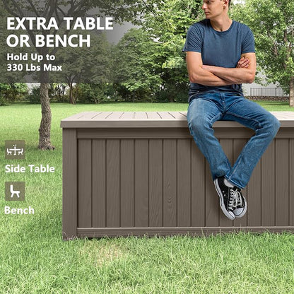 150 Gallon Resin Deck Box, Large Indoor and Outdoor Storage Box, Weatherproof - Image 9