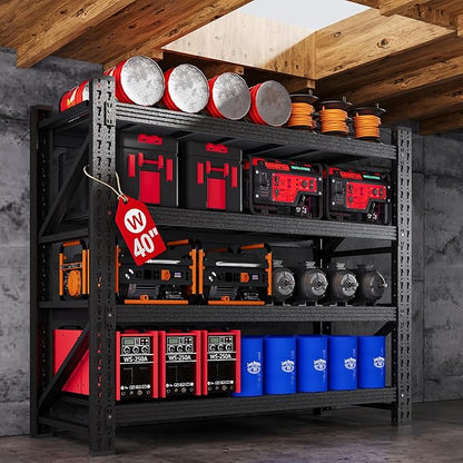 40”W Metal Storage Shelves, 20” Deep Heavy Duty Garage Shelving Units, 4 Tier by AFAIF