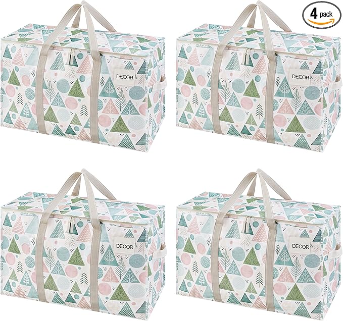 VENO 4 Pack Moving Bags and Large Christmas Storage Bins by Veno