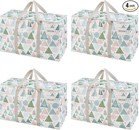 VENO 4 Pack Moving Bags and Large Christmas Storage Bins by Veno