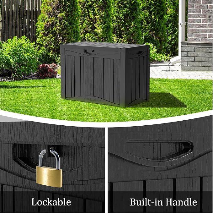 50 Gallon Plus Resin Deck Box, Waterproof Outdoor Storage Box - Image 5