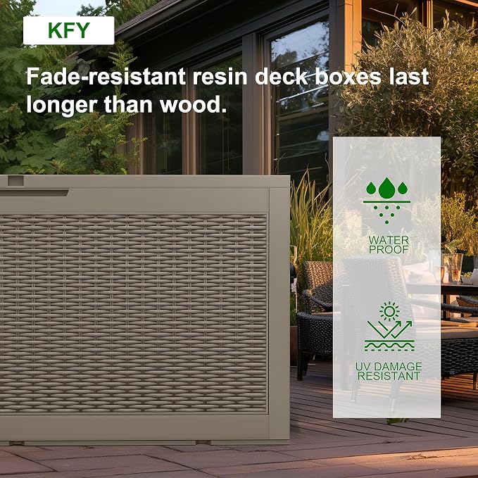 100 Gallon Resin Deck Box, Lockable Patio Outdoor Storage Box - Image 6