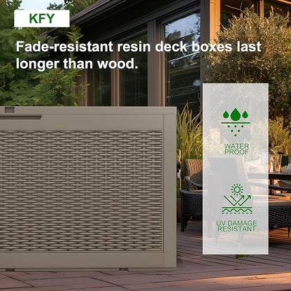 100 Gallon Resin Deck Box, Lockable Patio Outdoor Storage Box - Image 6