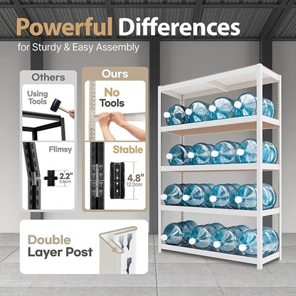 HOMEDANT House Lift-Beam White Boltless Heavy Duty Garage Storage Shelving - Image 6