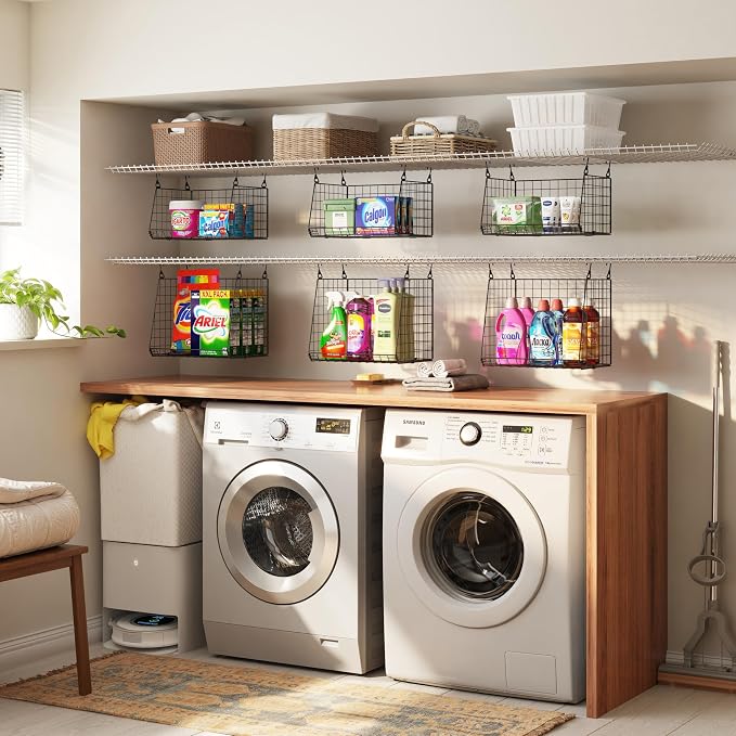 4-Pack Hanging Laundry Room Organizer：Foldable Laundry Room Organizaton Wire - Image 4