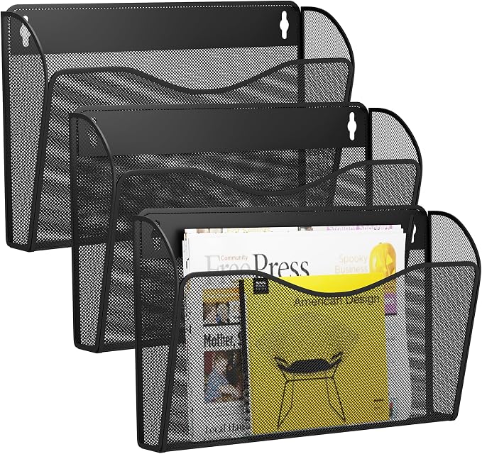 3 Single Pocket Wall File Holder, Mesh Hanging File Folder Paper Organizer by GDINDINFAN