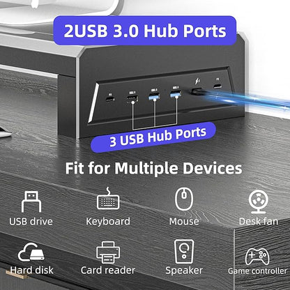 All-in-One Dual Monitor Stand Riser, 5USB Ports and WirelessCharging Pad - Image 2