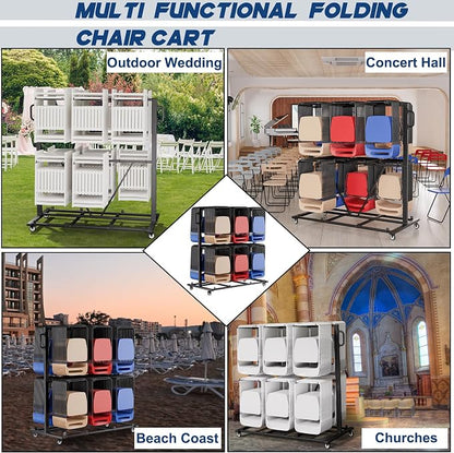 Folding Chair Rack, Heavy-Duty Chair Cart - Image 4