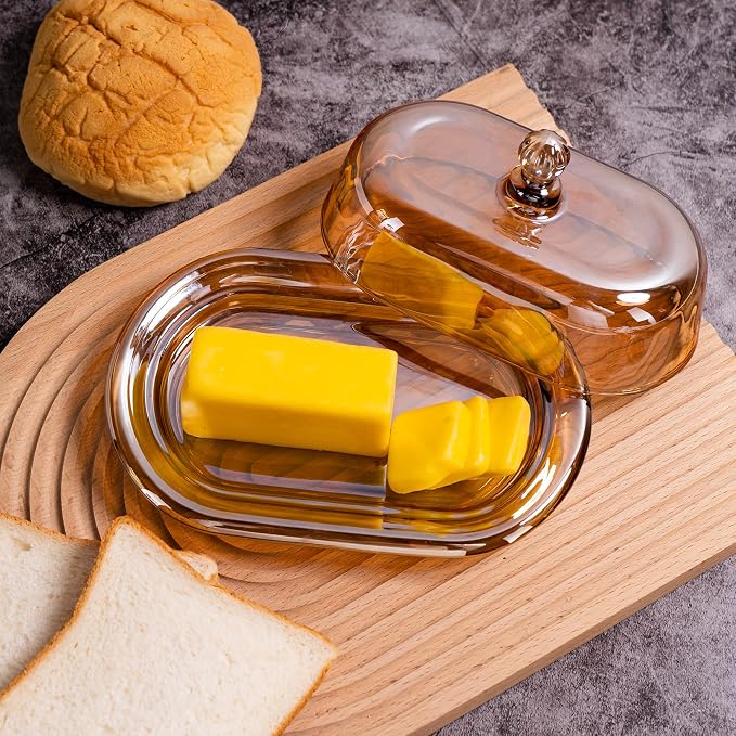 7.5" Glass Butter Dish with Lid - Image 6
