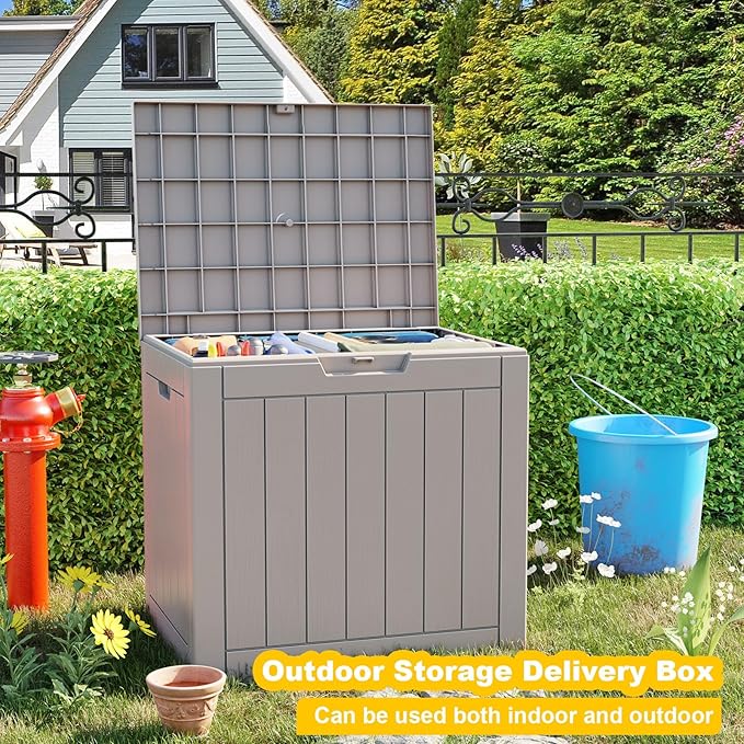 30 Gallon Resin Deck Box, Lockable Outdoor Storage Box - Image 4