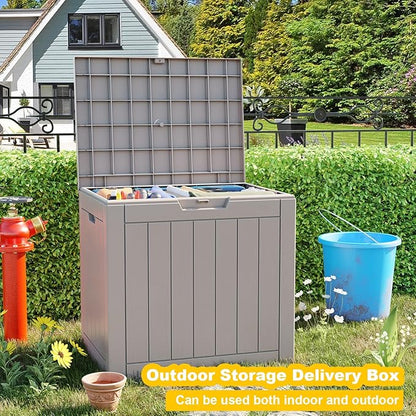 30 Gallon Resin Deck Box, Lockable Outdoor Storage Box - Image 4