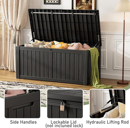 120 Gallon Outdoor Storage Box, Resin Deck Boxes Outdoor Waterproof - Image 5