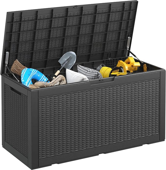 NUNU LAB 102 Gallon Large Waterproof Resin Deck Box, Lockable Outdoor Storage by NUNULAB
