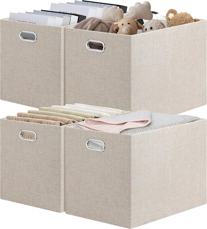 Posprica 15.12"x12.13"x12.01" Storage Cube Bins, Linen Decorative Closet by Posprica