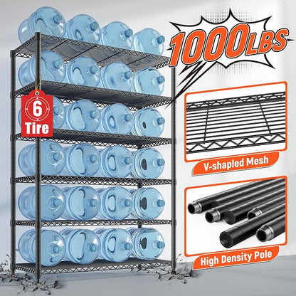 REIBII 75" H Metal Shelving 6 Tier Storage Shelf Adjustable Kitchen Shelf Wire - Image 5
