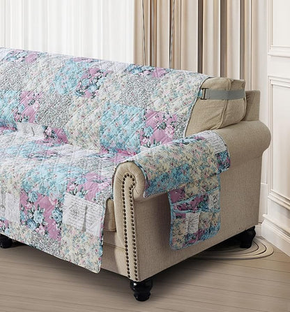 Brilliant Sunshine Lilac Rose Couch Sofa Armrest 5 Pockets Organizer, Slip - Image 3