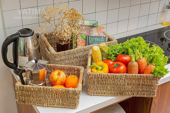 VATIMA Seagrass Baskets with Wooden Handles - Image 8