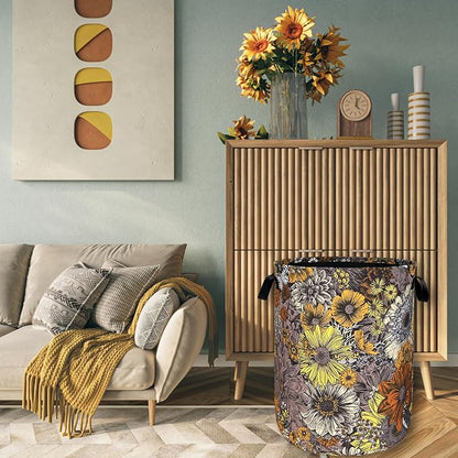 Retro Sunflower Flower Laundry Hamper - Image 7