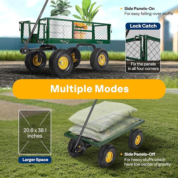 VIVOHOME Heavy Duty 880 Lbs Capacity Mesh Steel Garden Cart Folding Utility - Image 5