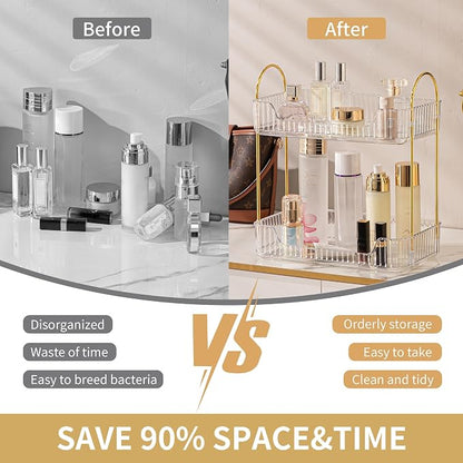 2 Tier Bathroom Organizer Countertop Makeup Perfume Tray Skincare Organizer - Image 4
