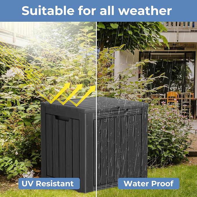 35 Gallon Resin Deck Box, Waterproof Outdoor Storage Box - Image 3