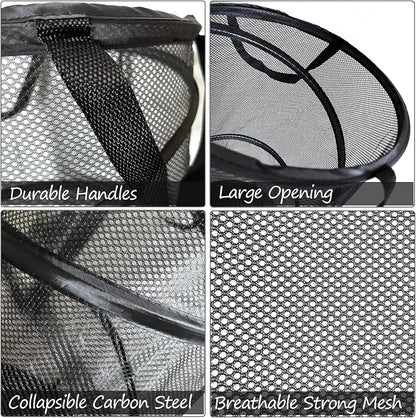 BATTOO 2 Pack Large Collapsible Laundry Basket Foldable Mesh Pop Up Hamper - Image 4
