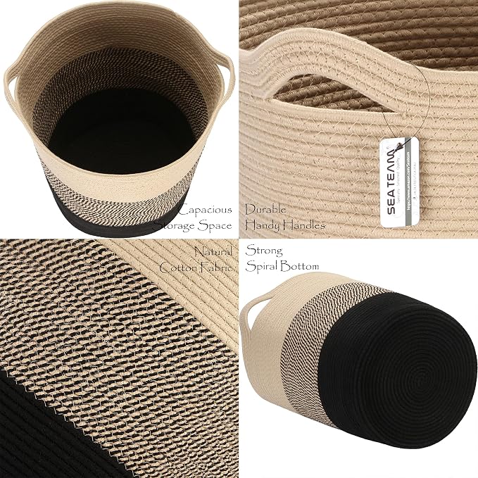 Sea Team Large Size Cotton Rope Woven Storage Basket - Image 5