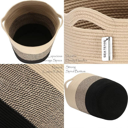 Sea Team Large Size Cotton Rope Woven Storage Basket - Image 5