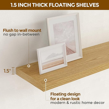 Fun Memories 40 Inch Floating Shelvese, Farmhouse Wood Wall Shelves - Image 5