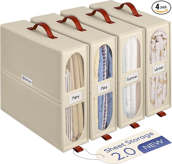 4x Bed Sheet Organizer Storage Boxes by Unknown
