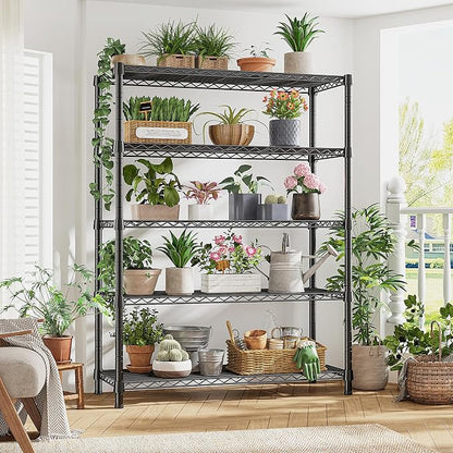 REIBII Storage Shelves with Wheels Wide Wire Shelving Unit with Wheels 75.2"H - Image 8