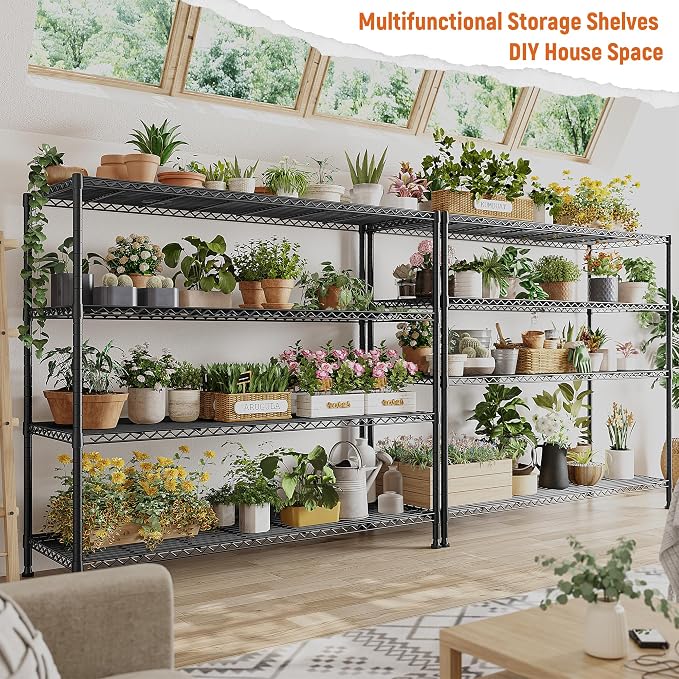 REIBII Storage Shelves 45.3''W Wire Shelving Unit 4 Tier Metal Shelves - Image 8