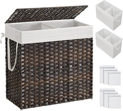 SONGMICS Laundry Hamper with Lid, 130L Clothes Hamper with 2 Removable Liner by SONGMICSbySONGMICSHOME