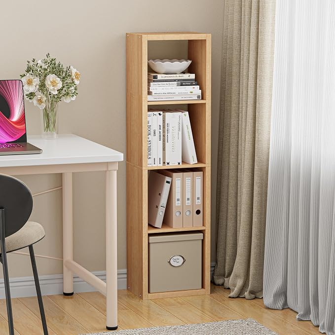 Cube Storage Organizer Bookcase, Small 4 Tier 11 inch Open Back Cubical Shelf - Image 2