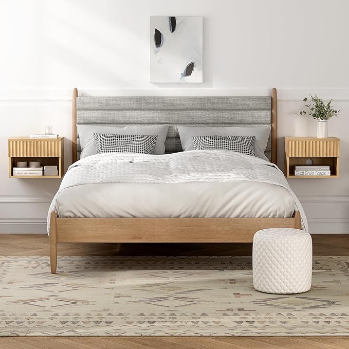 Floating Nightstand with Drawer and Open Shelf, Small Wall Mounted Bedside End - Image 3