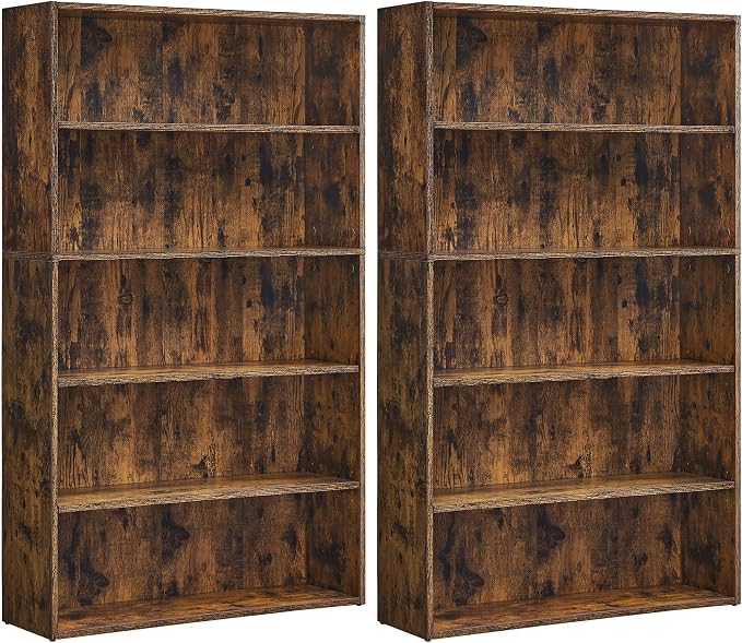 VASAGLE Set of 2 Bookshelves, 30 Inches Wide, 5-Tier Open Bookcases by VASAGLEbySONGMICSHOME