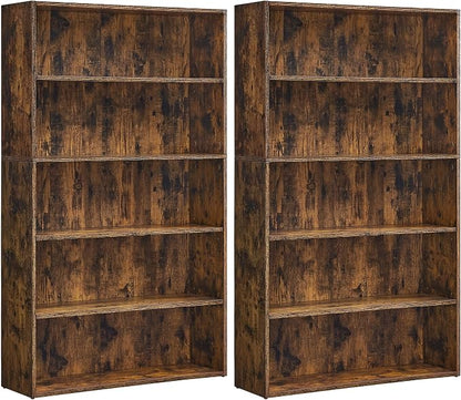 VASAGLE Set of 2 Bookshelves, 30 Inches Wide, 5-Tier Open Bookcases by VASAGLEbySONGMICSHOME