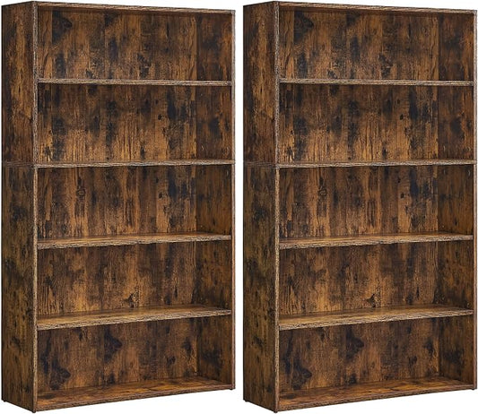 VASAGLE Set of 2 Bookshelves, 30 Inches Wide, 5-Tier Open Bookcases by VASAGLEbySONGMICSHOME