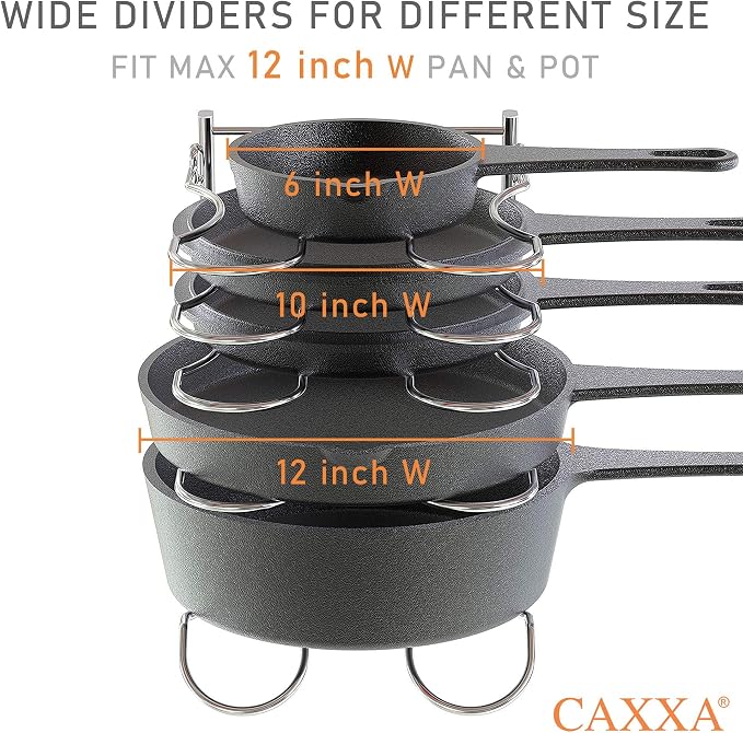 CAXXA Heavy Duty Pan Rack, Pot Lid Rack, Kitchen Cabinet Pantry Cookware - Image 3