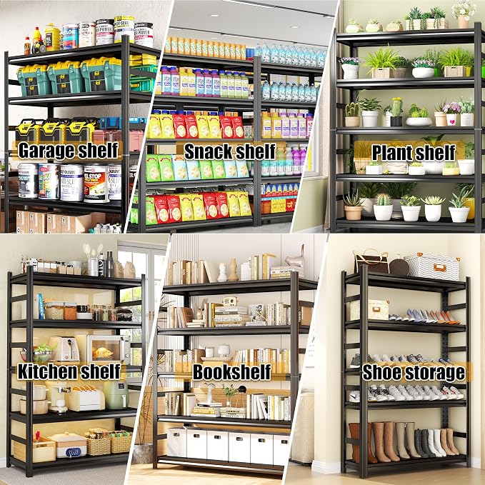 71'' Garage Storage Shelves, 5 Tier Metal Shelving Unit, Adjustable, - Image 9