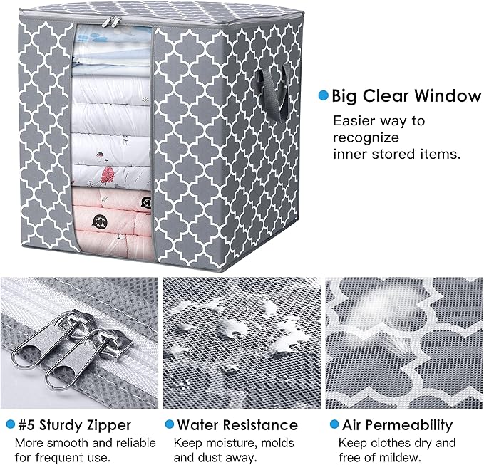 WISELIFE Storage Bags Large Blanket Clothes Organization and Storage Containers - Image 3