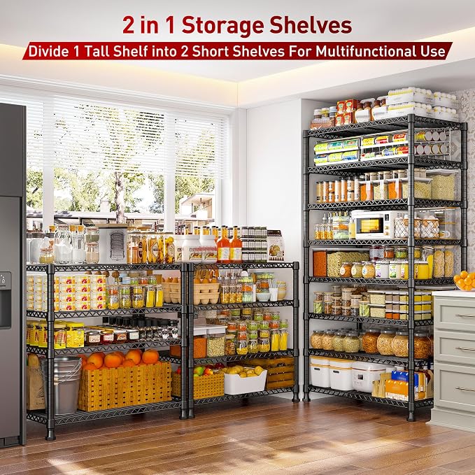 REIBII 8 Tier Metal Shelving 75"H Storage Shelves Tall Wire Shelving Unit - Image 6