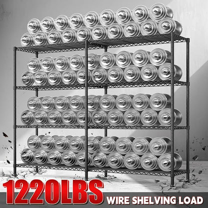 REIBII 61.7''W Storage Shelves Load 1220LBS Wire Shelving Unit 4 Tier Metal - Image 7