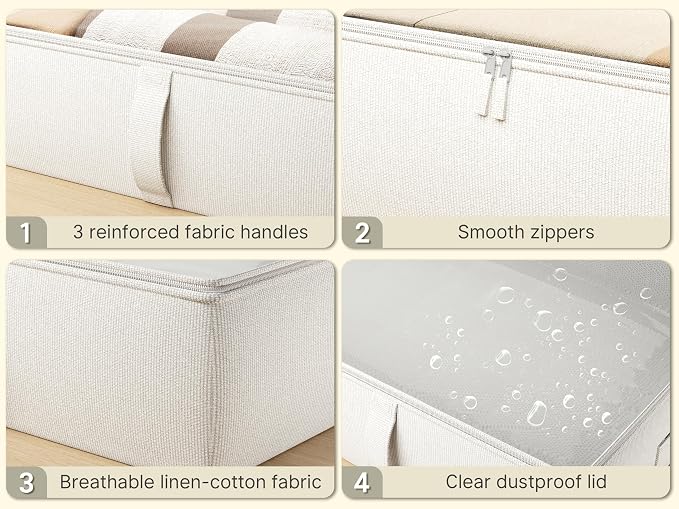 2-Pack Under Bed Storage Containers, 8 Inches Tall Underbed Clothes Storage - Image 4