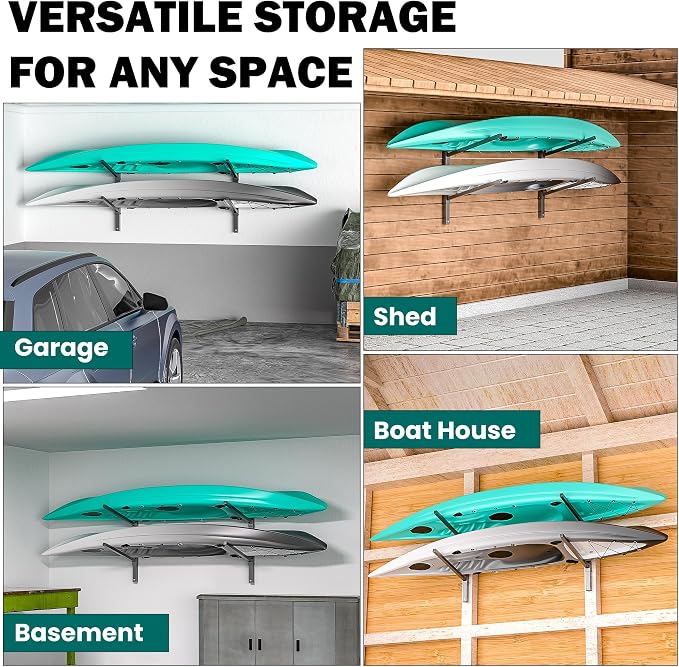 EVERHANGER Wall Mounted Kayak Storage Rack, Adjustable Kayak Holder, Heavy Duty - Image 5