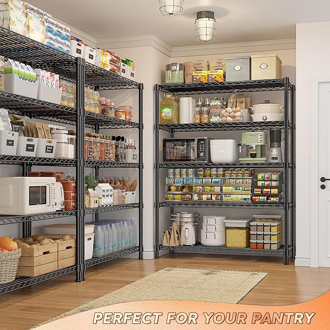 REIBII Storage Shelves with Wheels Wide Wire Shelving Unit with Wheels 75.2"H - Image 5