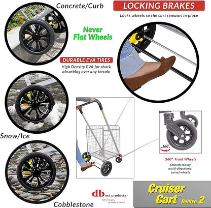 dbest Products Cruiser Cart Deluxe 2 Germ Guard Bundle Shopping Handle Grocery - Image 3