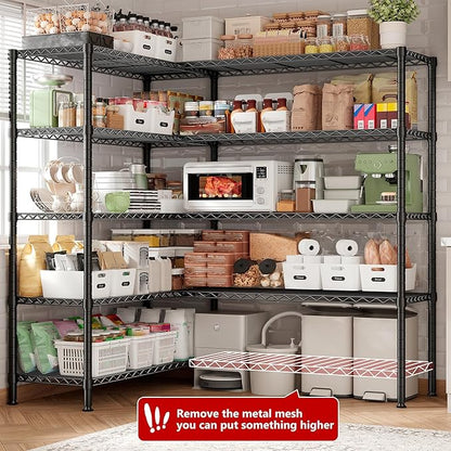 REIBII 70" W Storage Shelves Load 1600LBS, Metal Shelving 5-Tier Wire Shelving - Image 5