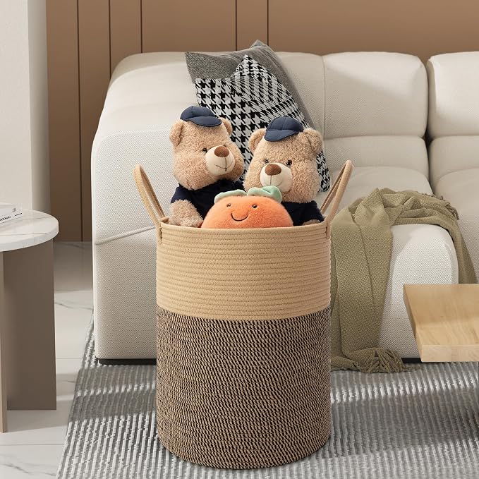 58L Cotton Rope Laundry Basket, Woven Basket - Image 4